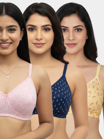 Susie Multicolor Printed Secret Side Shaper Basic Moulded Printed Bra Combo A