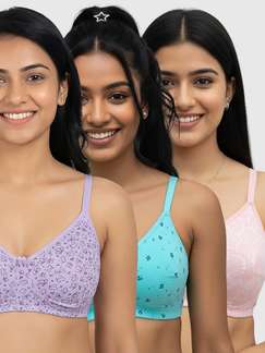 Susie Multicolor Printed Secret Side Shaper Basic Moulded Printed Bra Combo B