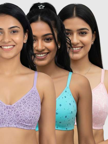 Susie Multicolor Printed Secret Side Shaper Basic Moulded Printed Bra Combo B