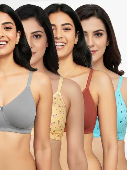 Susie Multicolor Solid And Printed Secret Side Shaper Moulded Printed Bra Combo B