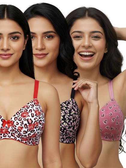 Taabu Multicolour Printed Padded Wirefree T-shirt Bra Combo C