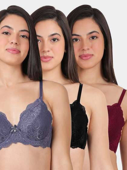 Susie Multicolor Full Cup Lace Padded Wired Bra Combo B