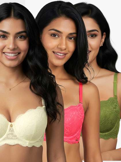 Susie Multicolor Lace Padded Wired Ultimate Push Up Bra Combo