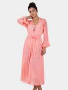 Shyle Candy Orange Sheer Robe With Floral Embellished Sleeves And Lace Mesh Babydoll