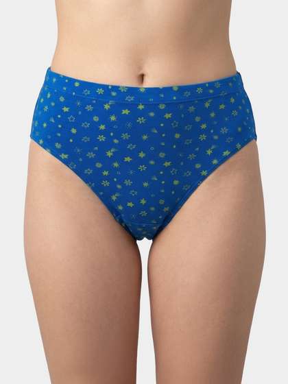 Susie Aqua Yellow Printed Full Coverage Hipster Panty