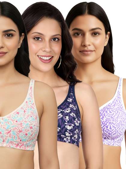Susie Multicolor Printed High Support Everyday Non Padded Bra Combo G