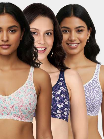 Susie Multicolor Printed High Support Everyday Non Padded Bra Combo G
