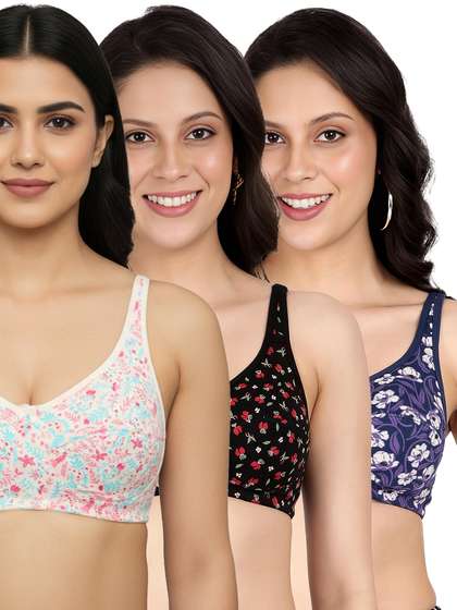 Susie Multicolor Printed High Support Everyday Non Padded Bra Combo H