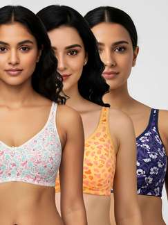 Susie Multicolor Printed High Support Everyday Non Padded Bra Combo I