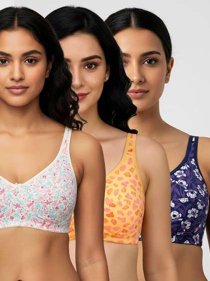 Susie Multicolor Printed High Support Everyday Non Padded Bra Combo I