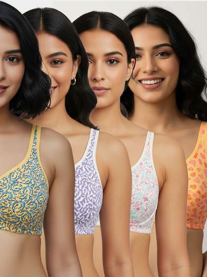 Susie Multicolor Printed High Support Everyday Non Padded Bra Combo K