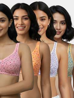 Susie Multicolor Printed High Support Everyday Non Padded Bra Combo M