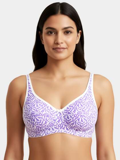 Susie White Purple High Support Printed Everyday Non Padded Bra