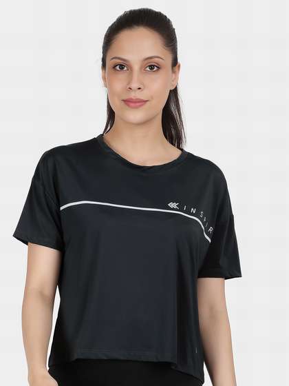 Shyaway Washed Black Drop Shoulder Cropped T-Shirt