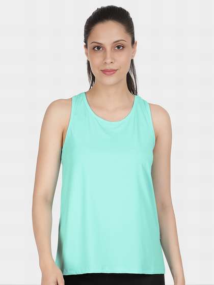 Shyaway Blue Light Overlay Back Slit Tank Top