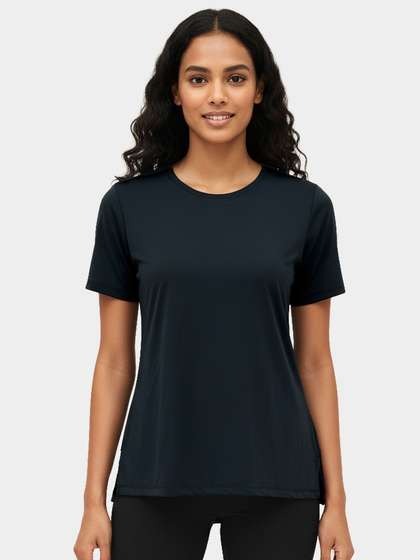 Shyaway Washed Black High Low Side Slit T-Shirt