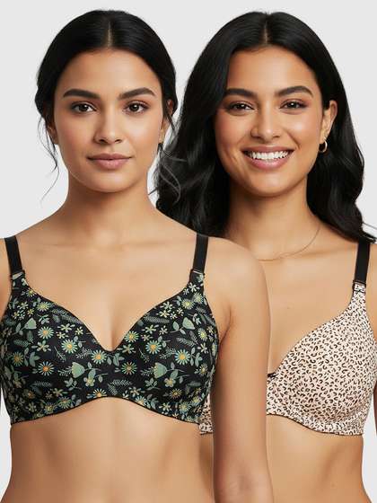 Shyaway Hana Broad Winged Seamless T-shirt Bra Combo A
