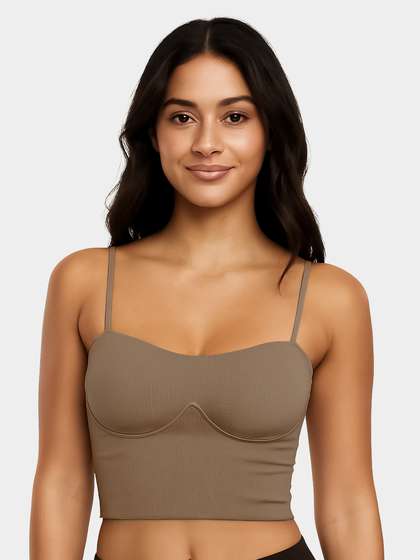 Shyaway Fungi Brown Padded Ribbed Seamless Bralette