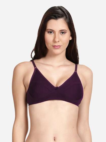 Shyle Dark Purple Non Padded Seamed Casual Bra
