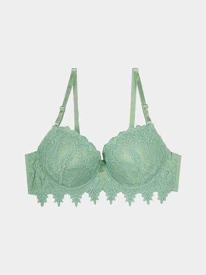Shyle Bay Green Fully Lace Decorative Push Up Bra
