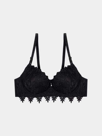 Shyle Black Beauty Fully Lace Decorative Push Up Bra