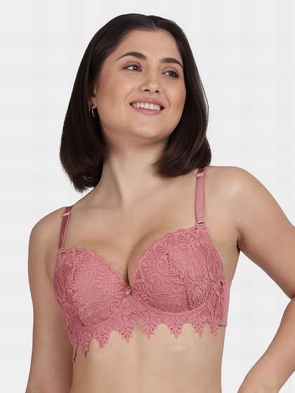 Shyle Dusty Pink Fully Lace Decorative Push Up Bra