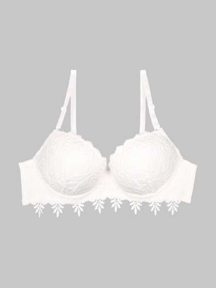 Shyle White Fully Lace Decorative Push Up Bra
