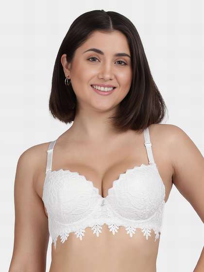 Shyle White Fully Lace Decorative Push Up Bra