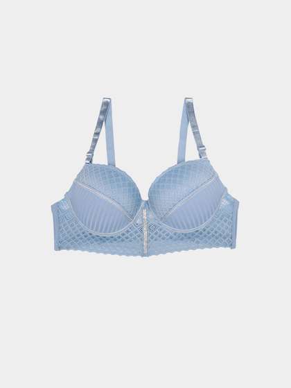 Shyle Angelfalls Blue Center Stone Trim Push Up Bra