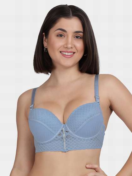 Shyle Angelfalls Blue Center Stone Trim Push Up Bra
