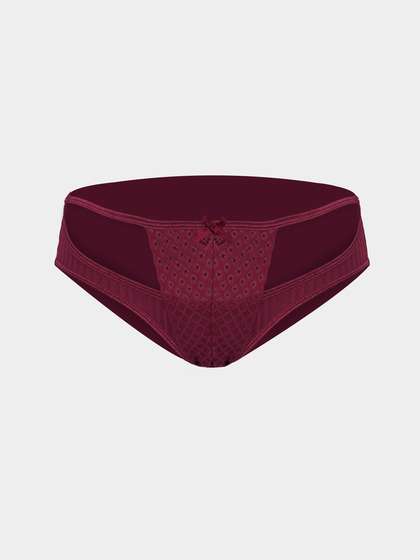Shyle Cabernet Red Center Lace Panel Bikini Panty
