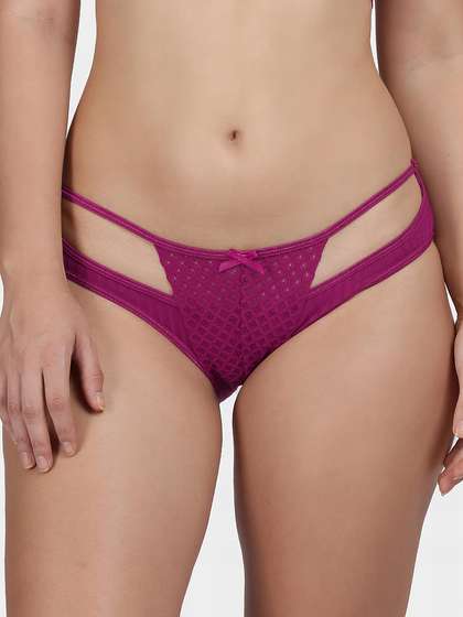 Shyle Magenta Center Lace Panel Bikini Panty
