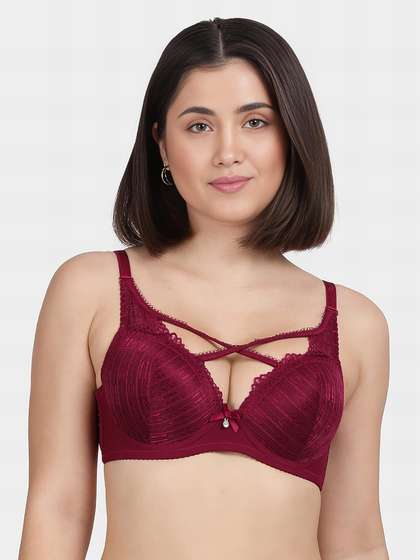 Shyle Cabernet Red Front Cross Design Push Up Bra