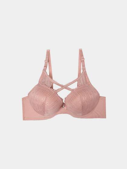 Shyle Peach Front Cross Design Push Up Bra