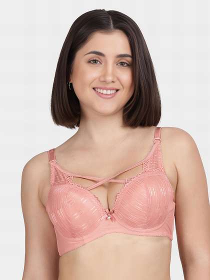 Shyle Peach Front Cross Design Push Up Bra