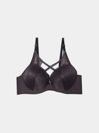 Shyle Volcanic Ash Front Cross Design Push Up Bra