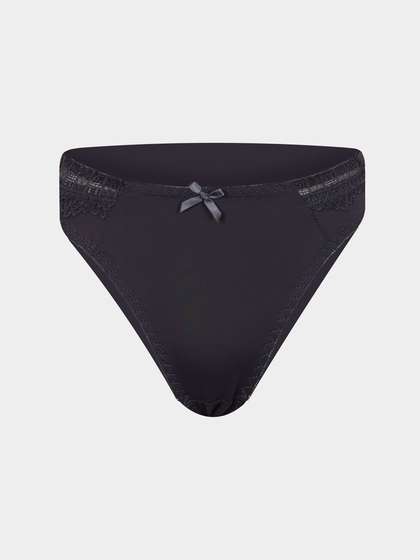 Shyle Volcanic Ash Lace Trim Thong Panty