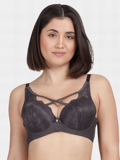 Shyle Volcanic Ash Front Cross Design Push Up Bra
