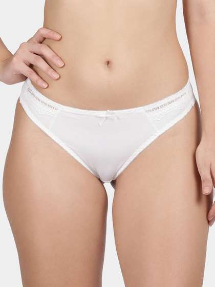 Shyle White Lace Trim Thong Panty