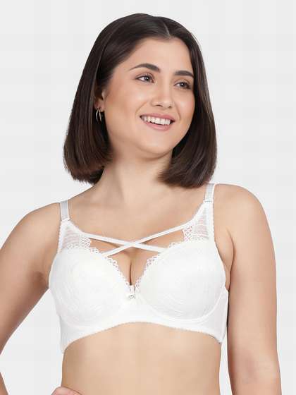 Shyle White Front Cross Design Push Up Bra
