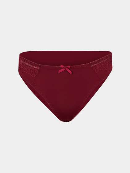 Shyle Cabernet Red Lace Trim Thong Panty