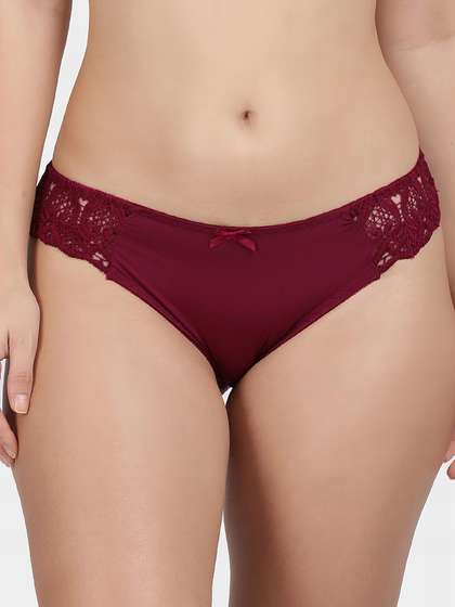 Shyle Cabernet Red Lace Trim Thong Panty