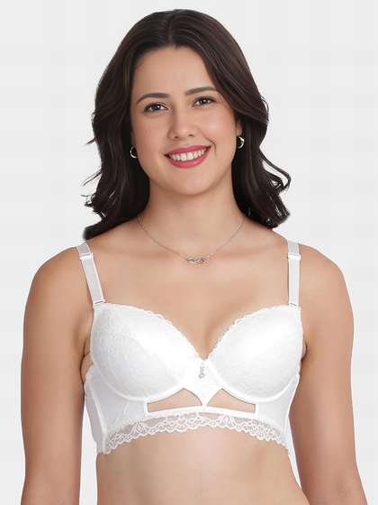 Shyle White Fully Lace Decorative Center Padded Wired Pushup Bra