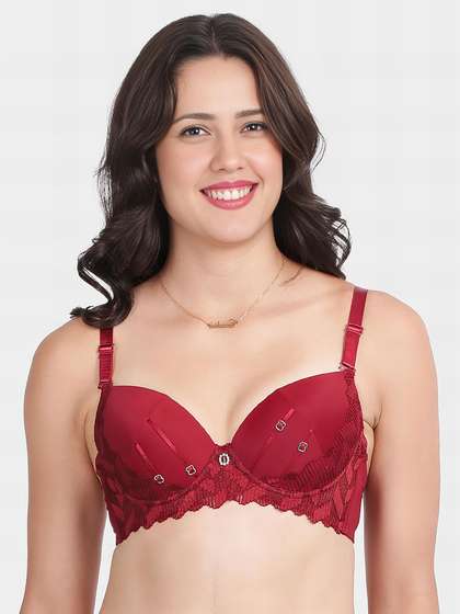 Shyle Salsa Red Cup Charm Padded Wired Pushup Bra