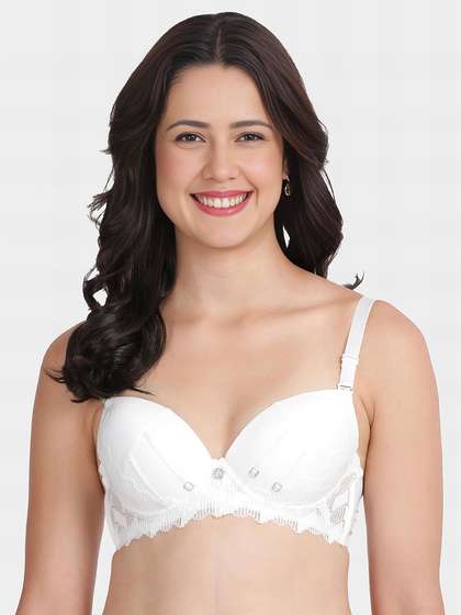 Shyle White Cup Charm Padded Wired Pushup Bra