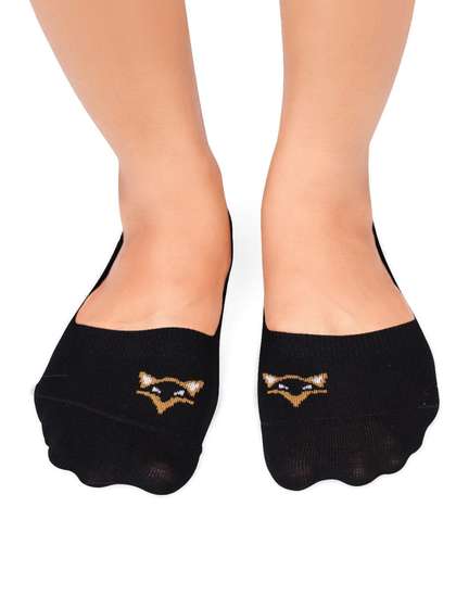 Shyle Black Beauty Fox Knit Seamless Ankle Socks