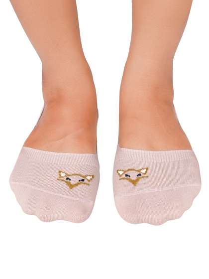 Shyle Light Pink Fox Knit Seamless Ankle Socks
