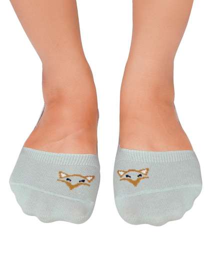 Shyle Mint Green Fox Knit Seamless Ankle Socks
