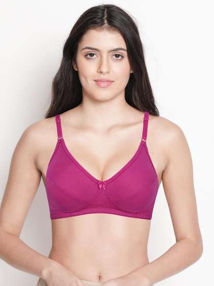 Shyle Magenta Seamed Non Padded Wirefree Bra