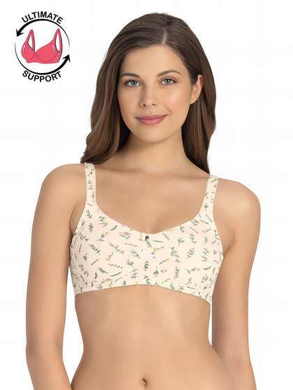 Amante Pearled Ivory Printed Side Encircled Magic Shaper Bra